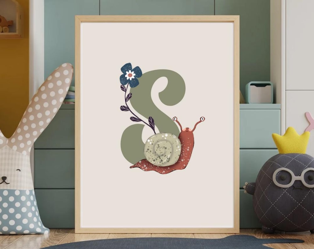 S is for Snail Print