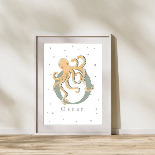 Personalised O for Octopus Print