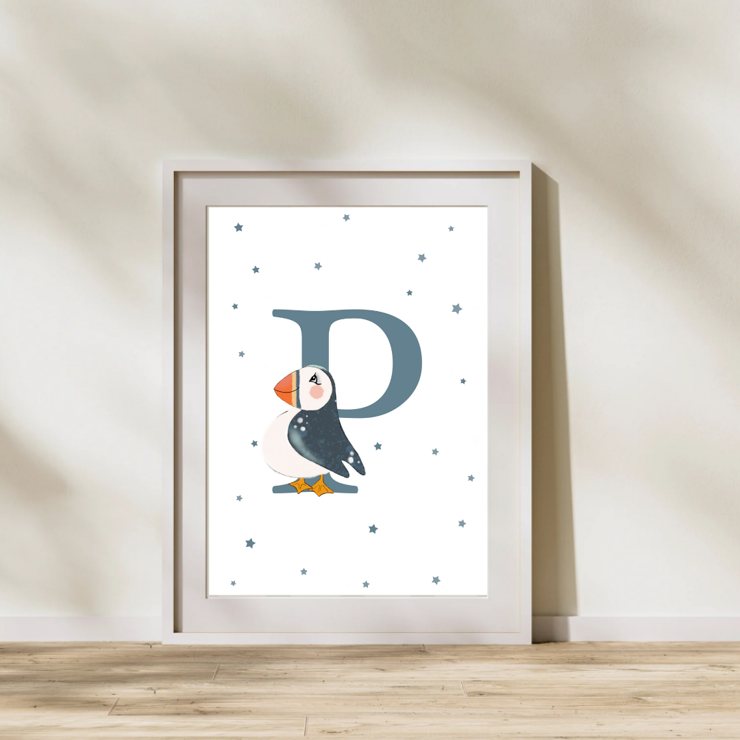 Personalised P for Puffin Print