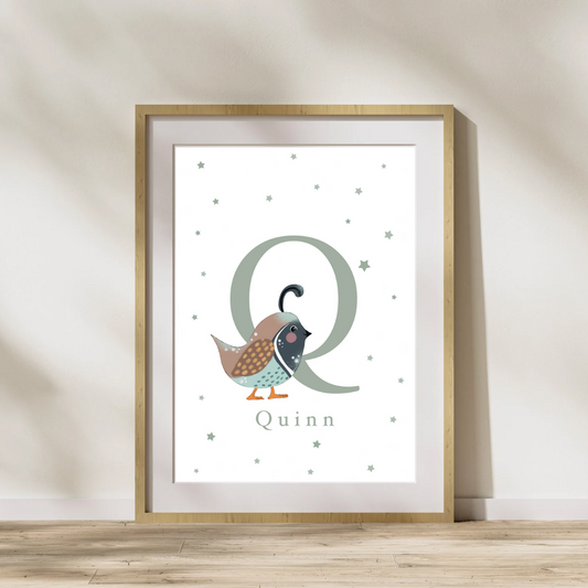 Personalised Q for Quail Print