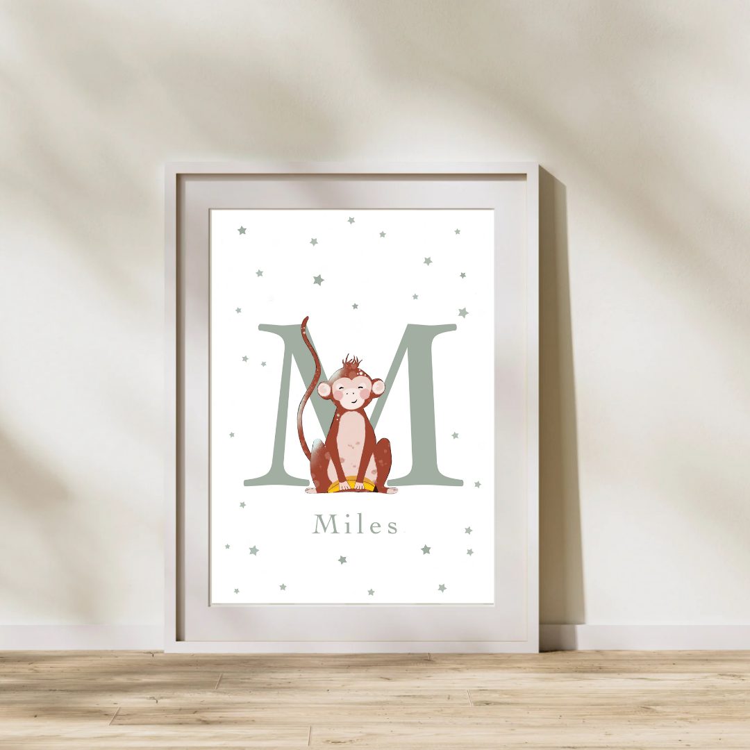 Personalised M for Monkey Print