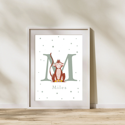Personalised M for Monkey Print