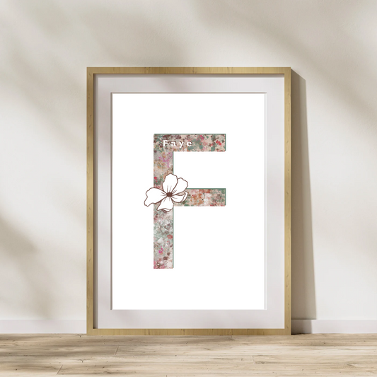 Personalised Floral Initial Print