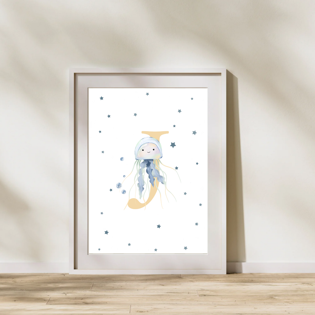 Personalised J for Jellyfish Print