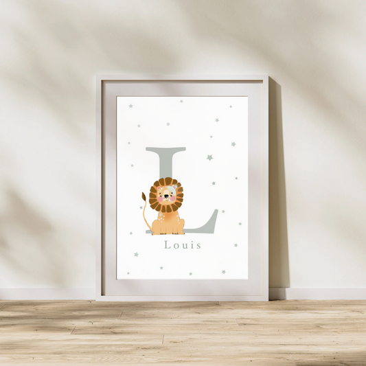 Personalised L for Lion Print