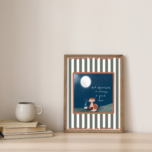 Woodland Hot Chocolate Fox | Children’s Print