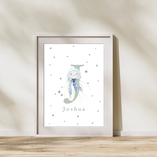 Personalised J for Jellyfish Print