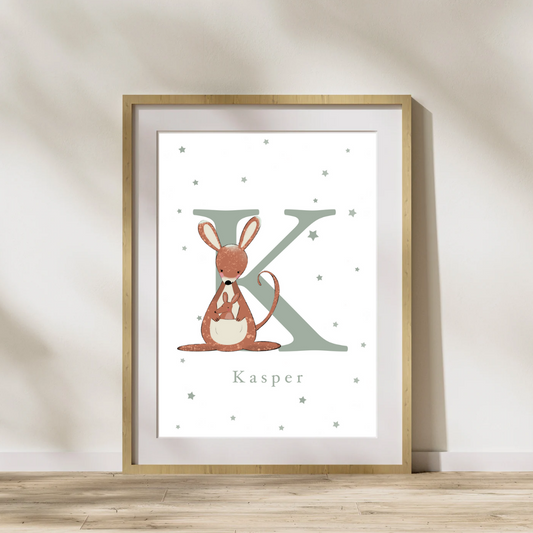 Personalised K for Kangaroo Print