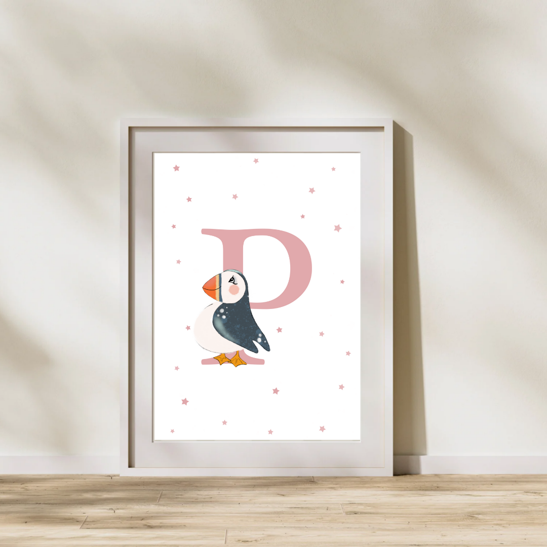 Personalised P for Puffin Print
