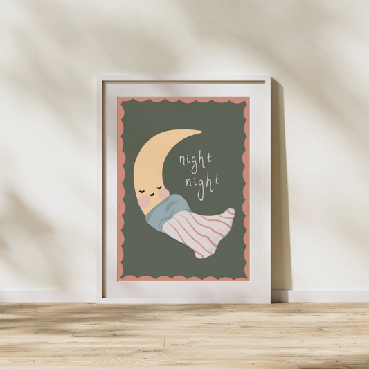 Night Night Moon in a blanket. Children's Print