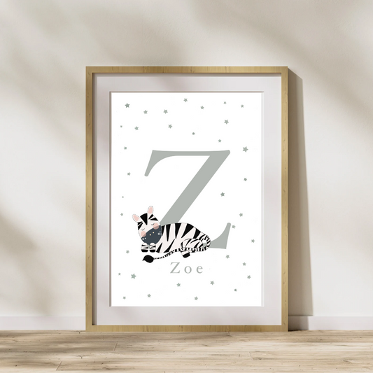 Personalised Z for Zebra Print
