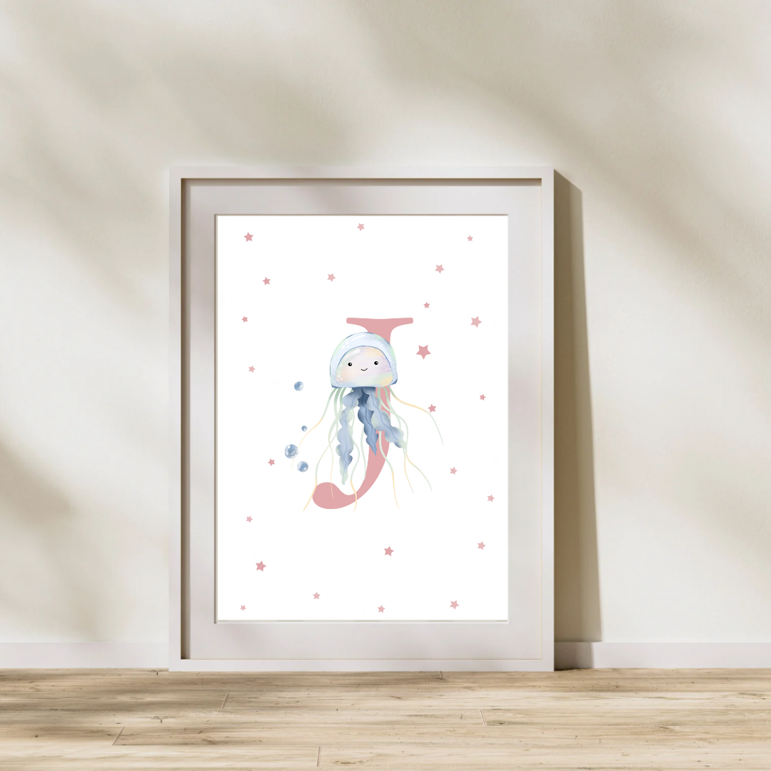 Personalised J for Jellyfish Print